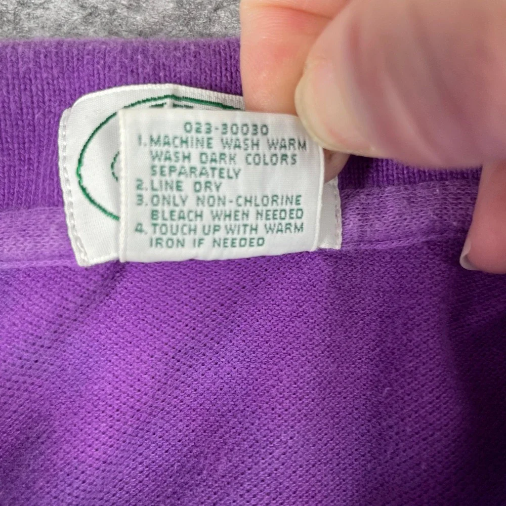VTG IZOD Lacoste Polo Shirt Mens L Purple Patron Pique Short Sleeve Made In USA